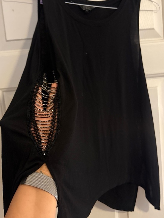 Guess Tops - Guess Black Sleeveless Top with Crochet Side Detail